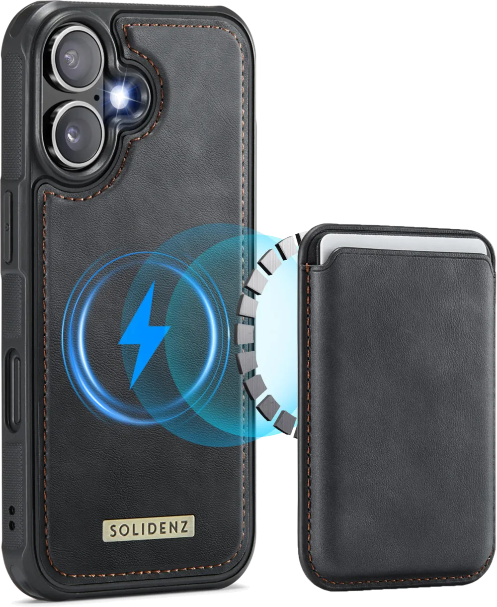 Black Solidenz MagSafe wallet backcover with detachable wallet